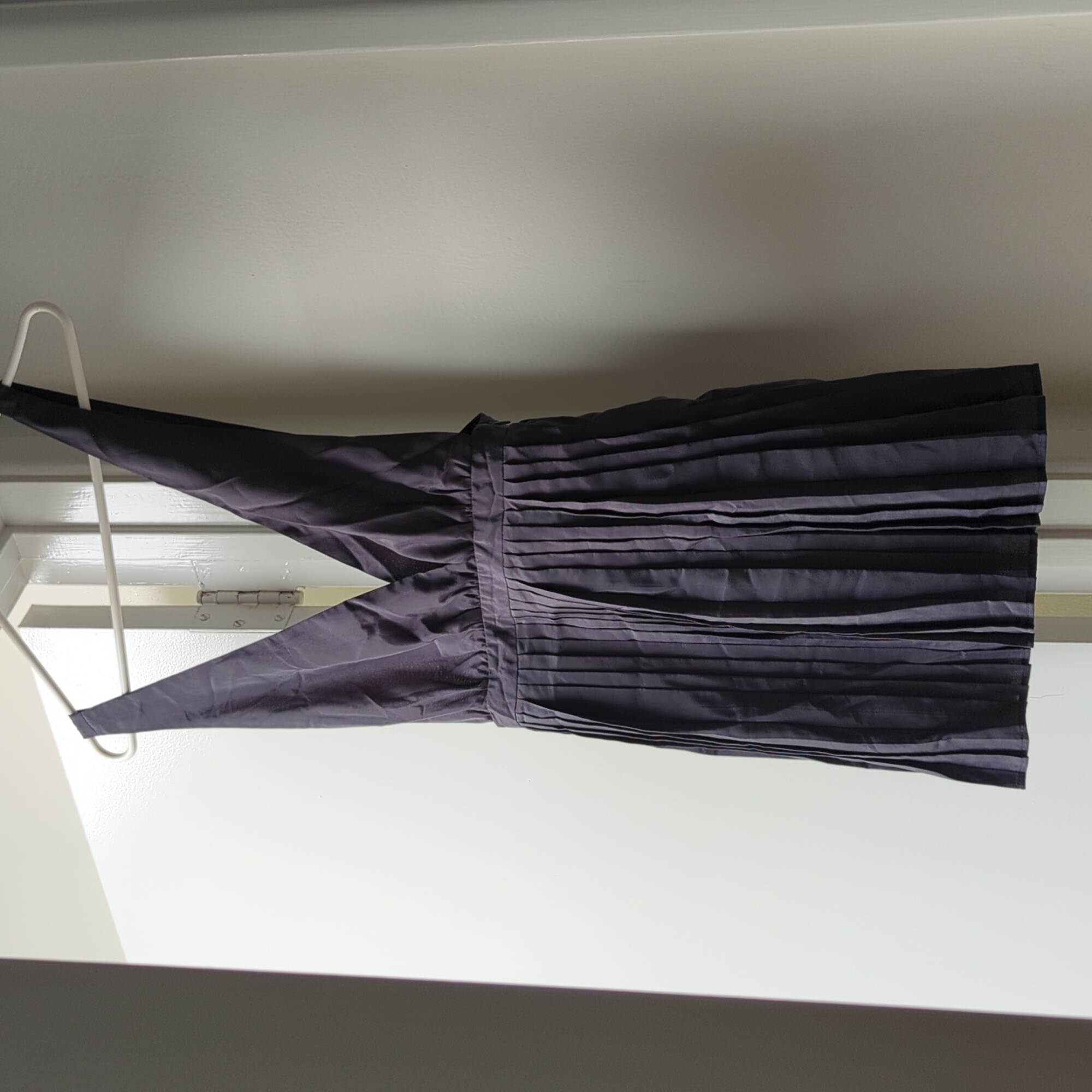 Slate Grey Chiffon Pleated Jumper Dress Small